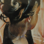 Profil portrait Mallory à la fenêtre - Peinture au pastel sec par Isabelle Douzamy - 50x65 cm