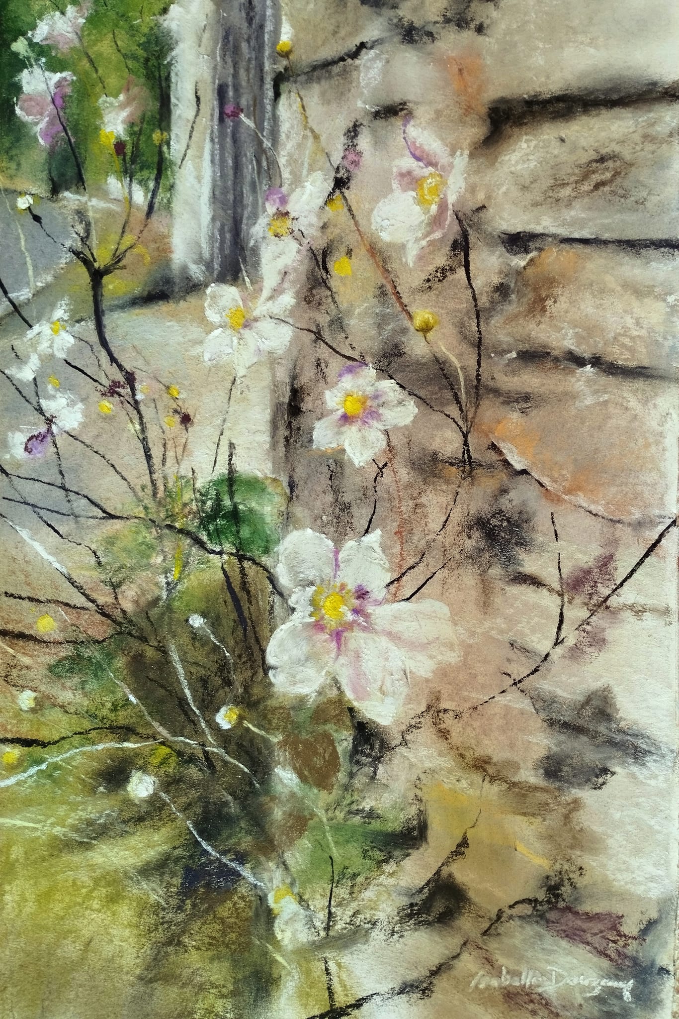 Ambiance de printemps à Saint-Cast-le-Guildo - Peinture au pastel sec par l'artiste peintre Isabelle Douzamy - 41 x 59 cm (encadré)