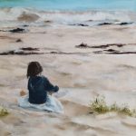 Beauté de l'insouciance sur la plage de Saint-Cast-Le-Guildo - Peinture au pastel sec par l'artiste peintre Isabelle Douzamy - 47 x 57 cm (encadré)