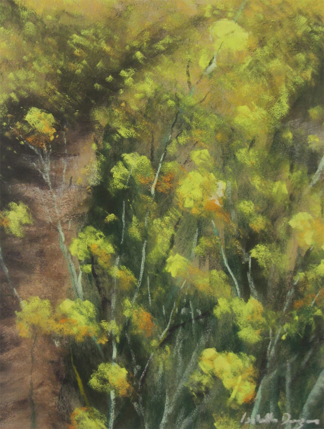 Colza et ornière - Peinture au pastel sec par Isabelle Douzamy - 40x50cm