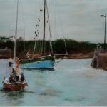 Commande - Port d'Erquy - Peinture au pastel sec par l'artiste peintre Isabelle Douzamy - 60 x 80 cm