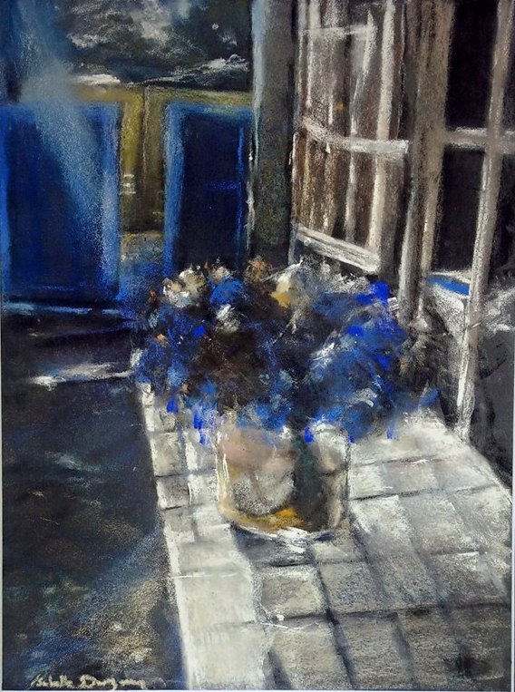 Dans le jardin – Peinture au pastel sec par l’artiste peintre Isabelle Douzamy – 40×50 cm (encadré)