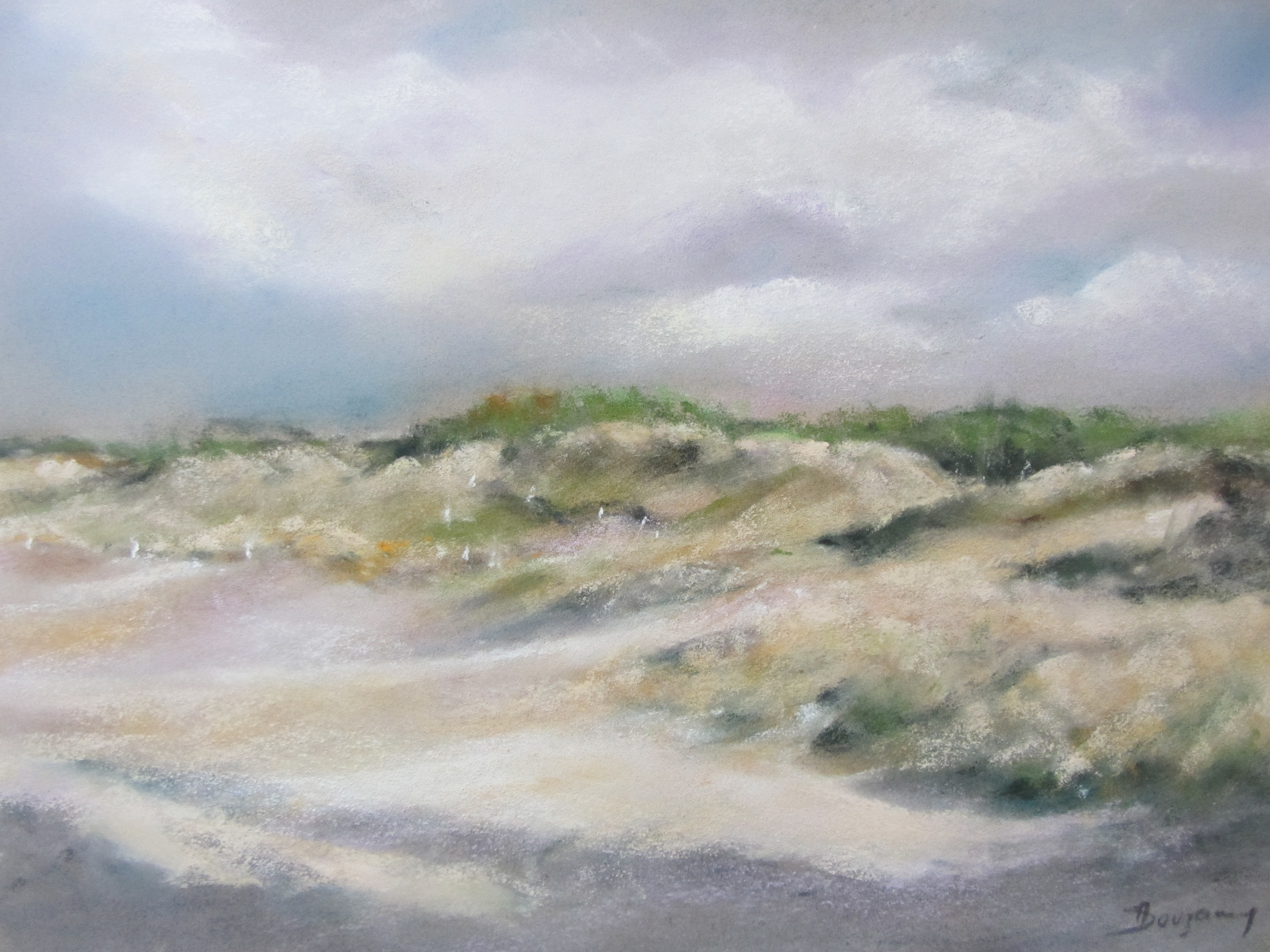 Dune de la plage du Vieux-Bourg - Peinture au pastel sec - 30x40 cm