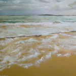Ecume de mer à la grande plage de Saint-Cast - Peinture au pastel sec par Isabelle Douzamy - 62.5 x 52.5 cm (encadré)