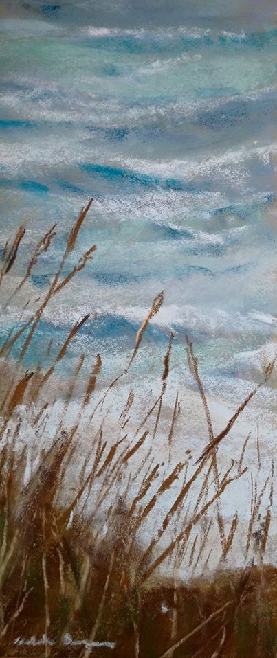 Envolée marine - Peinture au pastel sec par l'artiste peintre Isabelle Douzamy - 30x57 cm