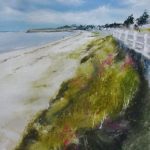 Grande plage de Saint-Cast-Le-Guildo - Peinture au pastel sec par l'artiste peintre Isabelle Douzamy - 48x58 cm (encadré)