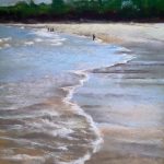 La grande plage de Saint-Cast-le-Guildo - Ar Vro - Peinture au pastel sec par l'artiste peintre Isabelle Douzamy - 40x50 cm (encadré)