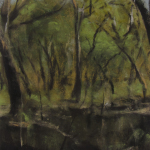 Le bois Bras au Pays de Matignon - Peinture au pastel sec par Isabelle - Douzamy - 17x42cm