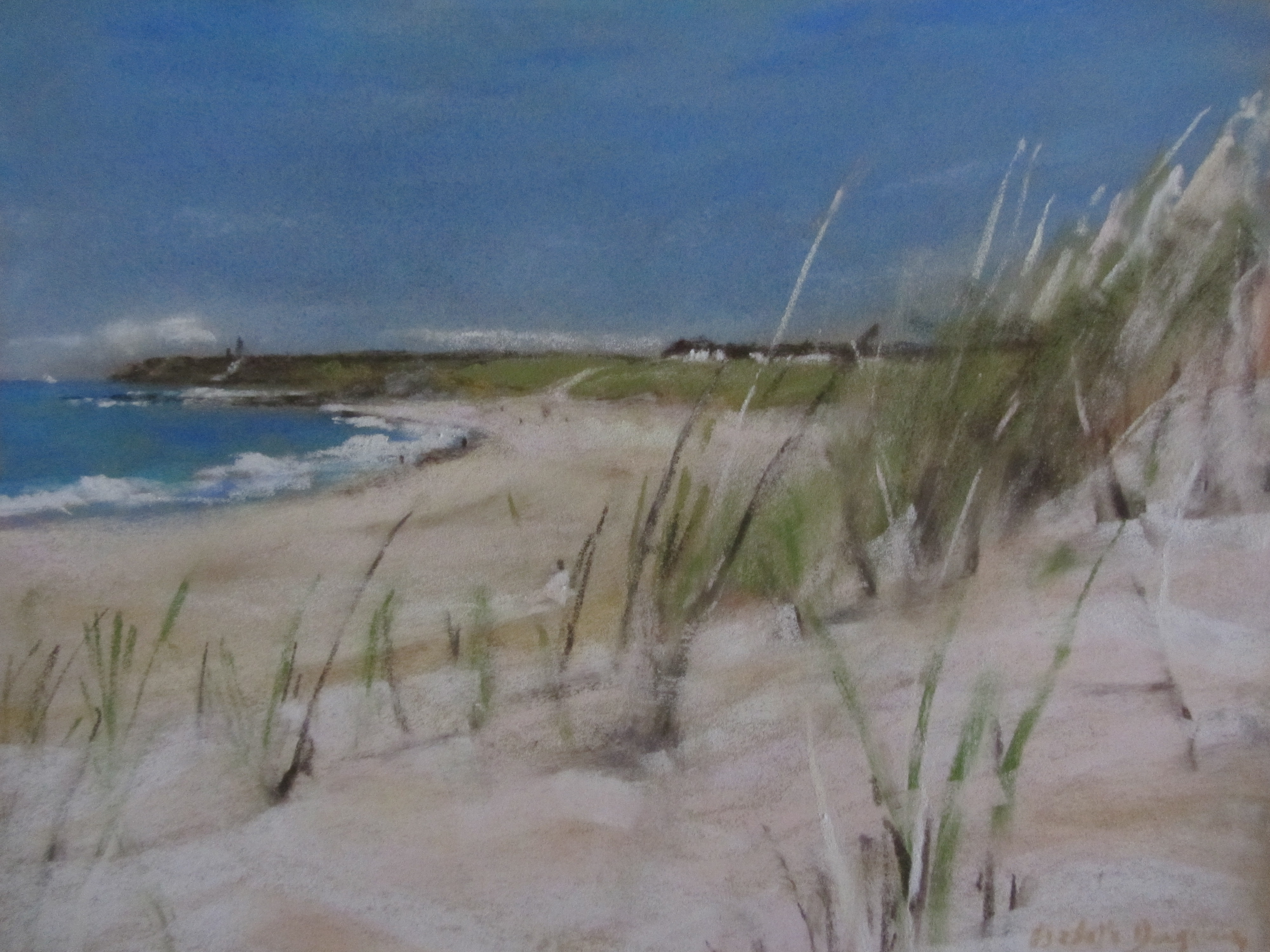 Les herbes plage du Vieux-Bourg Pléhérel - Peinture au pastel sec par Isabelle Douzamy - 30x40cm