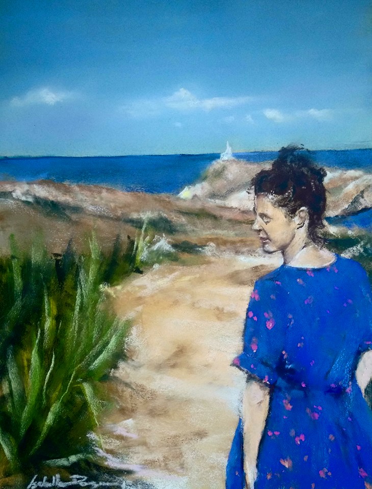 Mallory à Malte - Peinture au pastel sec par L'artiste peintre Isabelle Douzamy - 40x50 cm (encadré)