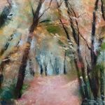 Sous-bois dans la vallée de Diane - Sables d'Or-Les-Pins - Peinture au pastel sec par l'artiste peintre Isabelle Douzamy - 30x57cm